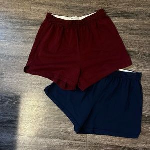 A Pair of Medium Red and Blue Soffe Cotton Shorts